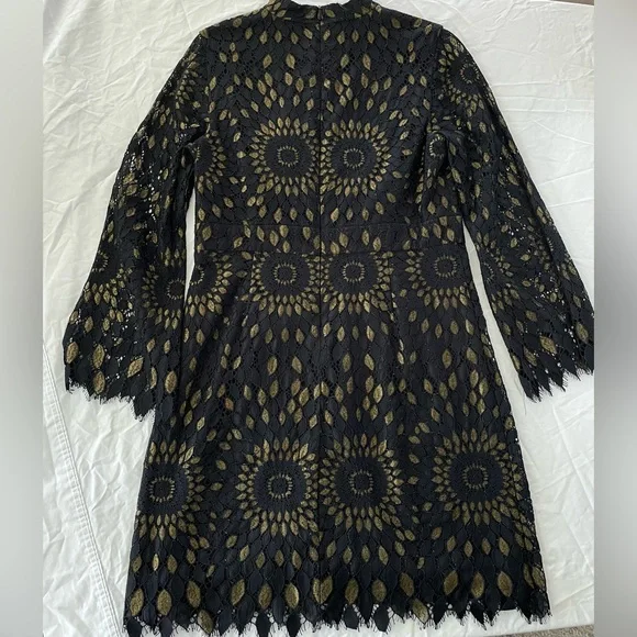 Trina Turk Dress 14 Black Lace Overlay Party Date Night Going Out Cocktail - Picture 5 of 9